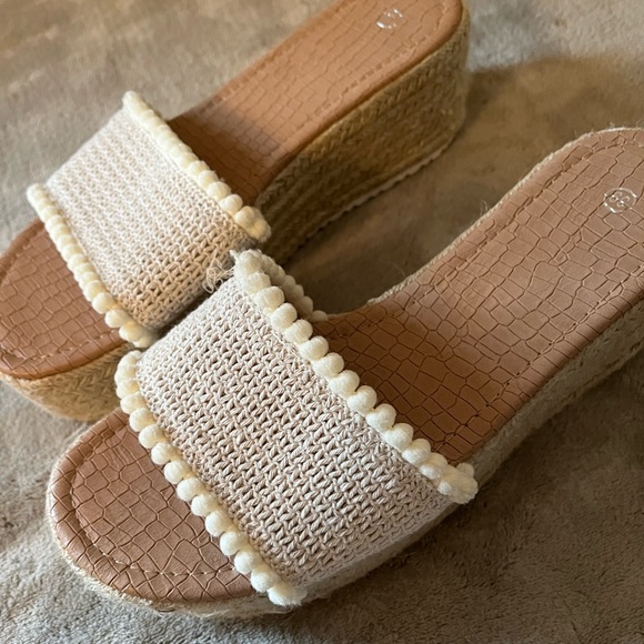 Cream Wedge Heels - Picture 2 of 3